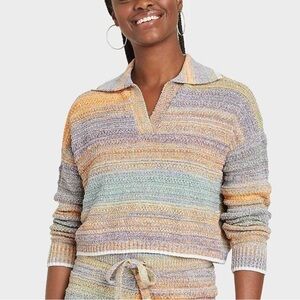 Striped Knit Multi-Colored Cropped Sweater